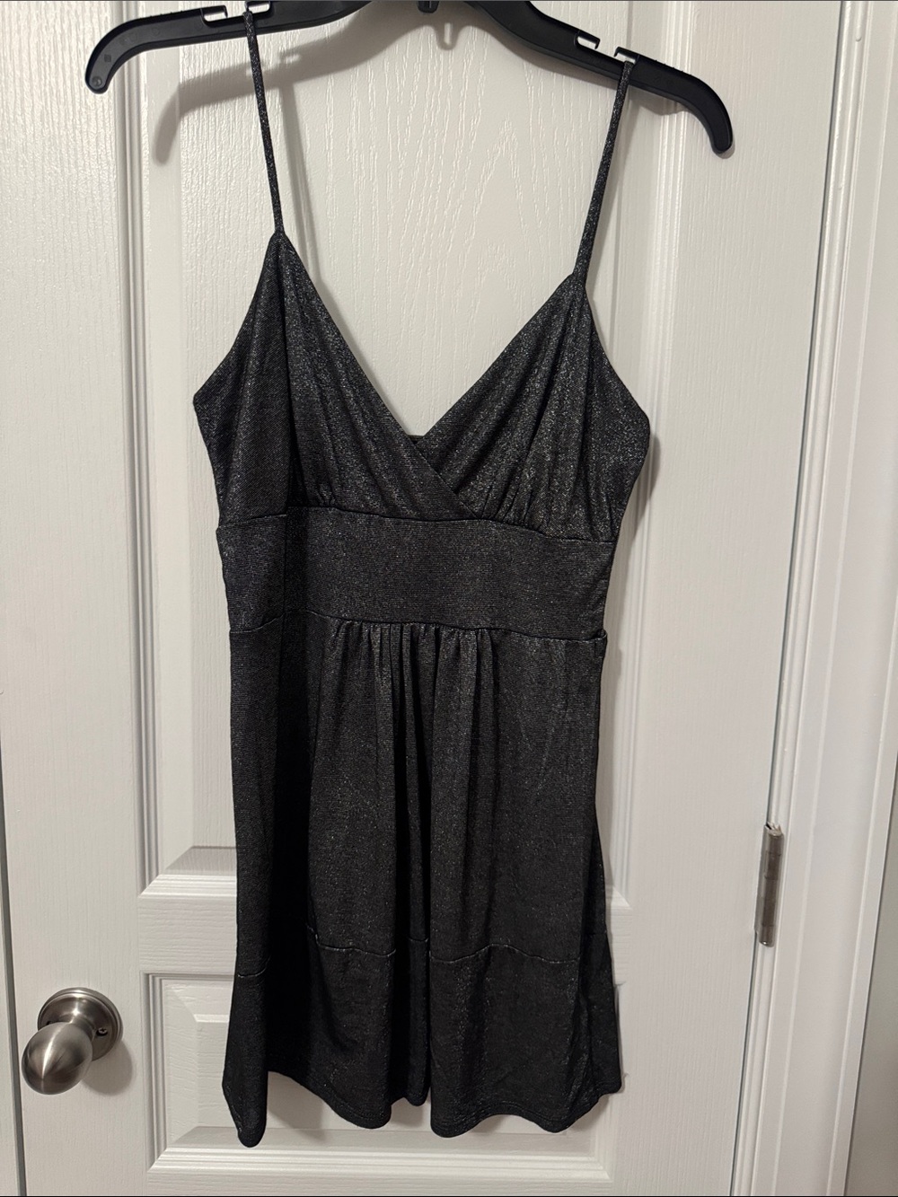 Arden B. Womens Small Black/Gray Shimmer  Spaghetti Strap Shirt